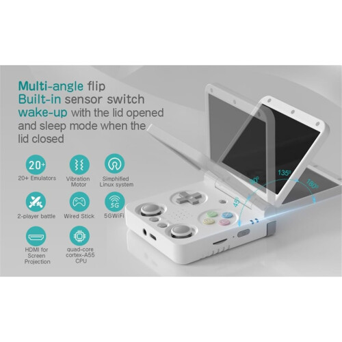 Flip V2 Retro Handheld Game Console 3.5Inch IPS Screen Open Source Handheld Game Console -Compatible Game Pad White 1