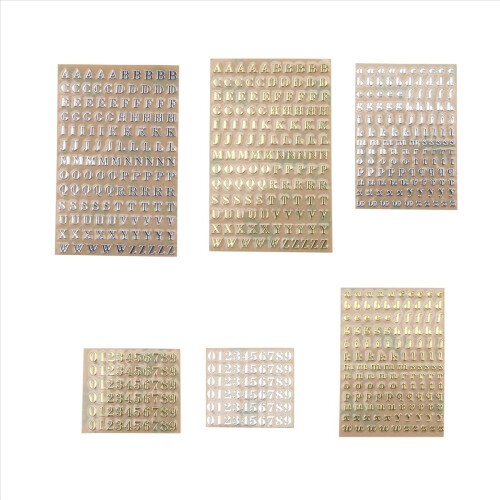 6 folhas de adesivos pequenos de letras e números com glitter, em liga metálica, 0,12 polegadas (3 mm) 1