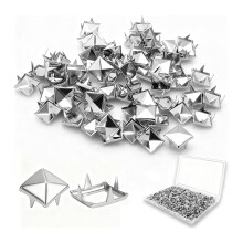 500 Stück 10 mm 4-zackige Vierkantnieten, Metallpyramiden für Bastelarbeiten, Nieten im Punk-Stil zur Dekoration von Kleidung und Jacken