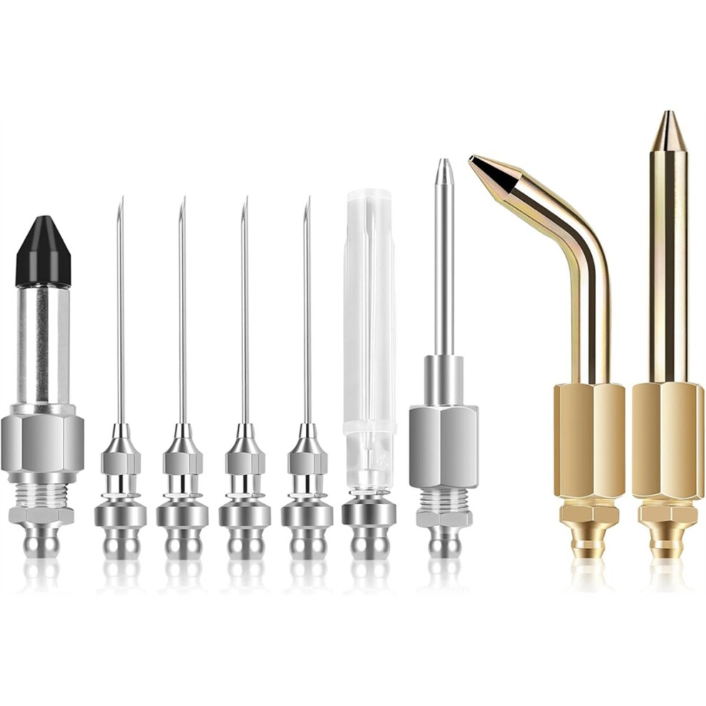 9Pcs Grease Accessory Kit, Grease Needle Tip & Grease Needle Nozzle Bent & Straight Nozzles, Nipple And Elbow Adapter 4852957316453