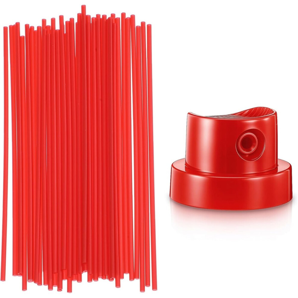 50 Pcs Replacement Can Extension Straw,Can Replacement Straws, Plastic Sprays Paint Nozzles For Aerosol Sprayers Cans Red 4851916211945