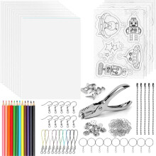1 sada kľúčeniek ShrinkyDink, zmršťovacie plastové fólie s farebnými ceruzkami, pre detské remeslá, výrobu šperkov, DIY A