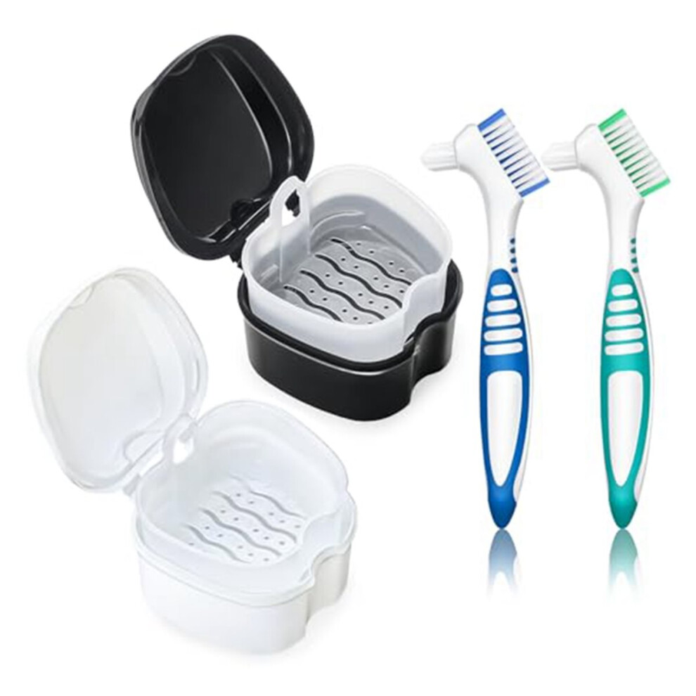 Denture Cleaning Box/Retainer Cleaning Box With Filter Basket, Denture Cup Storage Box,For Soaking And Cleaning Dentures 4851916228776