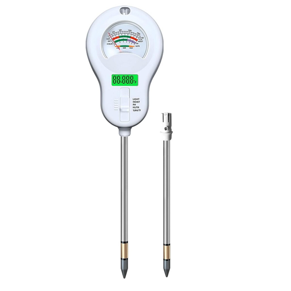 6In1 Soil Moisture Tester Temperature/Ph/Humidity/Moisture/Sunlight/Fertility 2 Pack Detachable Probe With Lcd 4851916212768