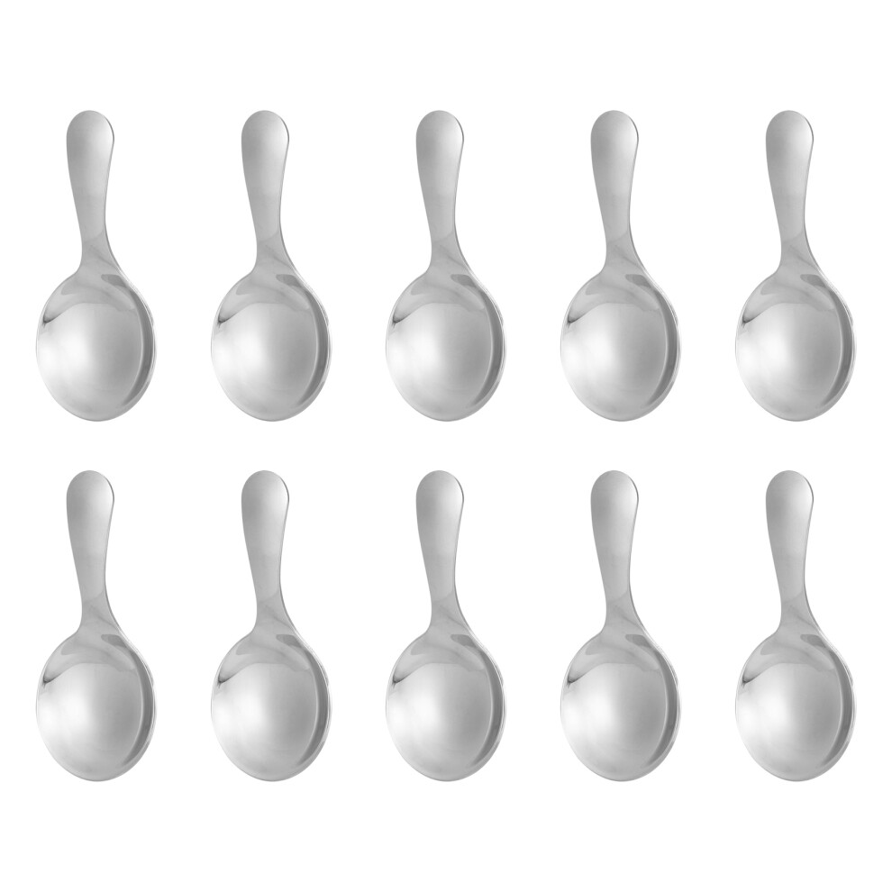 10 Pcs Stainless Steel Short Handle Spoons Mini Salt Spoons Condiments Spoon Dessert Spoon Tea Coffee Spoons, Silver 4852957380249