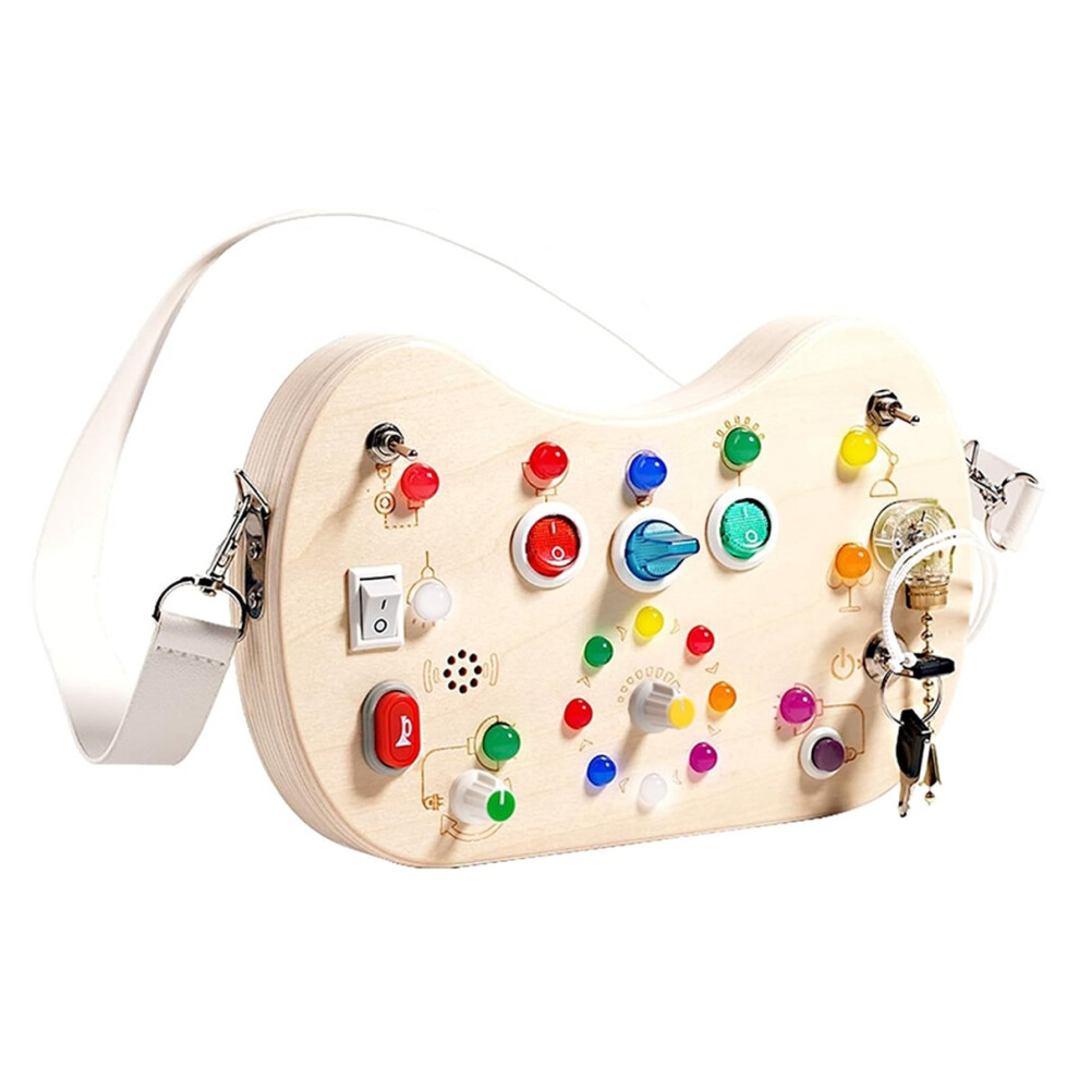 Wooden Sensory Toy for Toddlers - LED Switch Board with Shoulder Bag Design, Ideal for Developing Fine Motor Skills-image-OPC-PNBKVFP-NEW