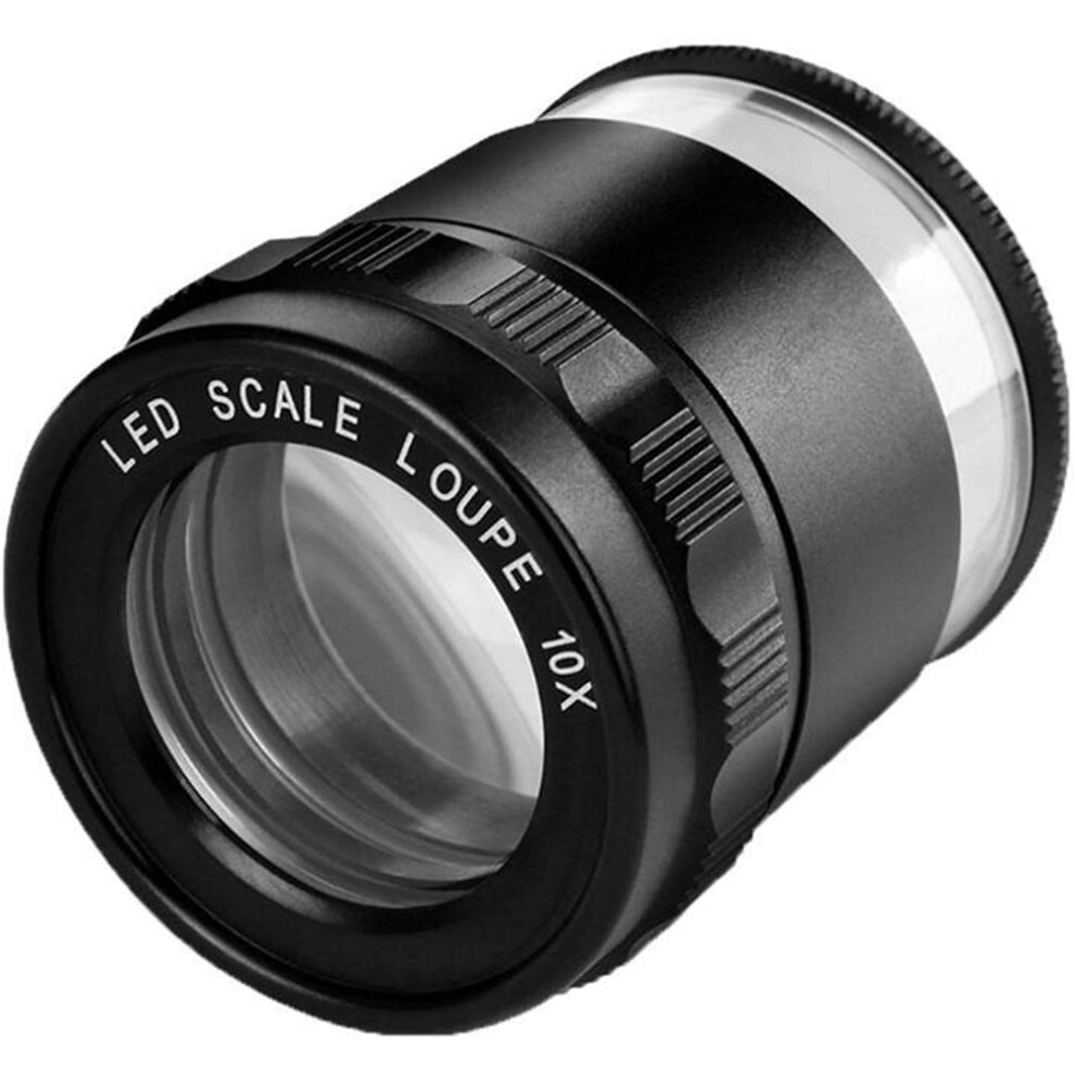 LED Scale Loupe 10X Illuminated Desktop Magnifier Metal Detachable Reticle Coated Optical Glass Lens Focus Adjustable A