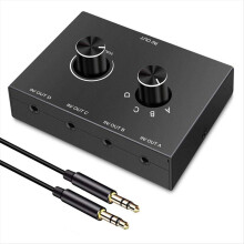 Switcher audio stereo bidirezionale a 4 vie con jack da 3,5 mm, splitter box, amplificatore per cuffie 4 in 1 out