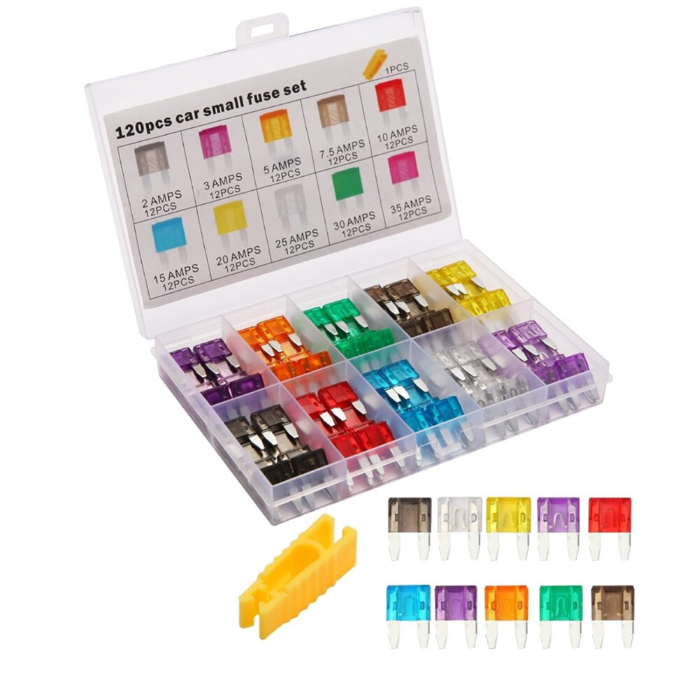 120 Pieces Mini Fuse Kit, Car Fuse Assortment Kit, Mini Blade Fuses Automotive For Car, Rv, Truck, Marine, Motorcycle 4851916221982