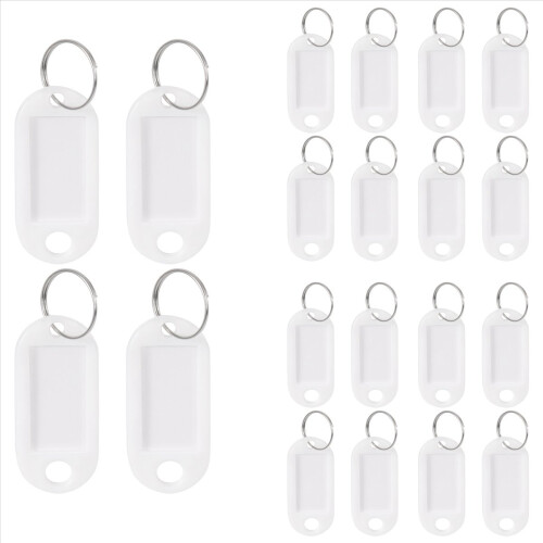 Witte, draagbare plastic sleutelhangers/ID-labels, 20 stuks 2
