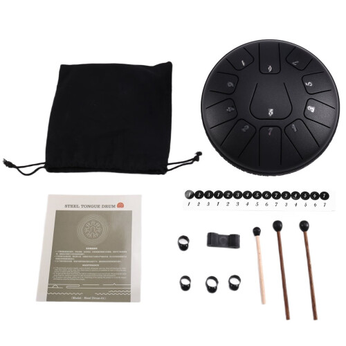 Tambor de língua de aço de 6 polegadas com 11 notas em tons de Ré (Glucophone) - Instrumento de percussão etéreo para música e música. 1