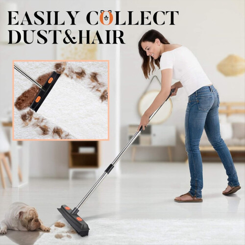 Vassoura removedora de pelos de animais, escova de borracha de 152 cm (60 polegadas) com rodo de silicone, ferramenta para remover pelos. 1
