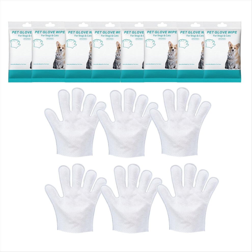 48 Pcs Pet Bathing Wipes For Dogs & Cats, Washing Gloves, Cleaning & Deodorizing Grooming Gloves 4851916248415
