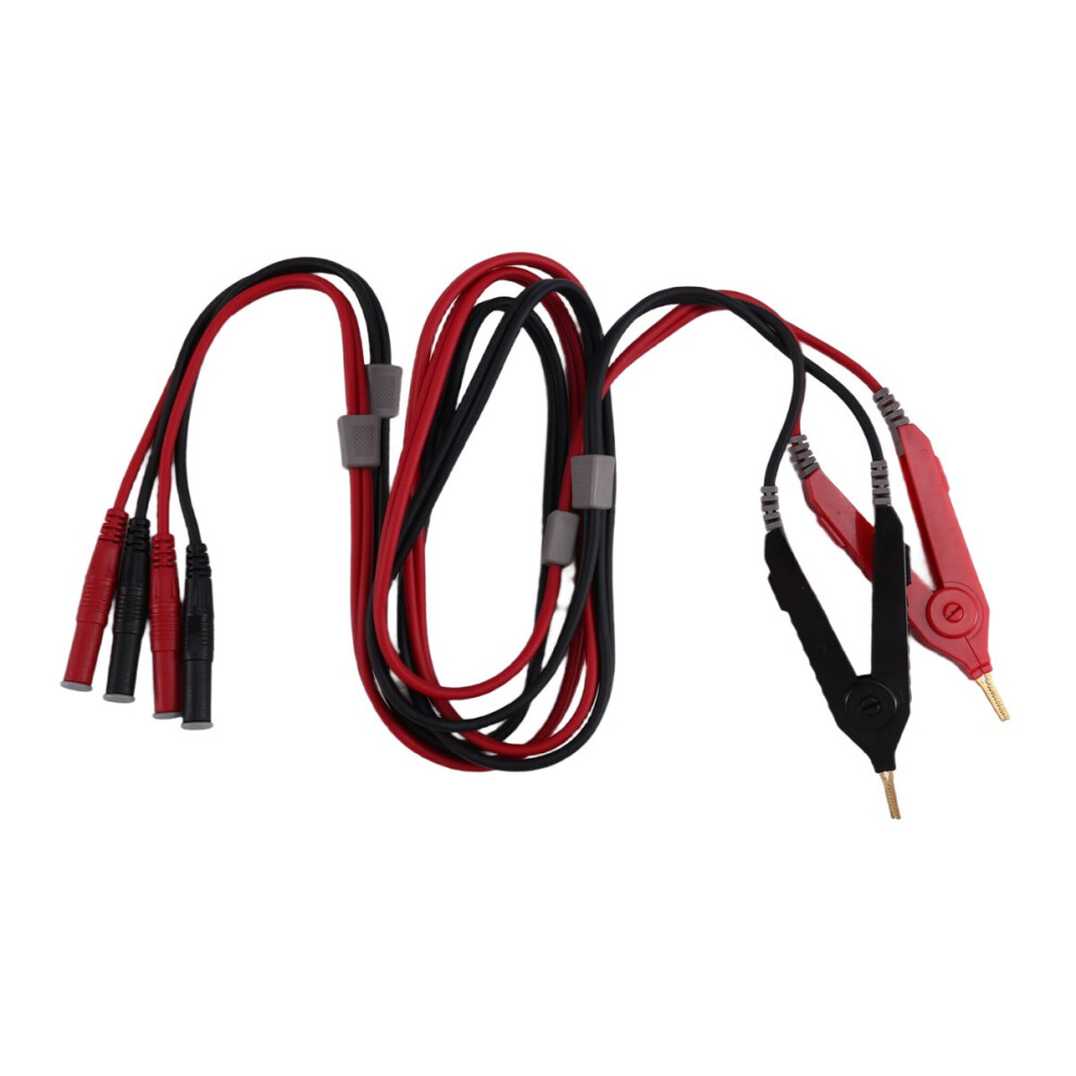 4-Wire Kelvin Test Lead Bottom Resistance With 4Mm Banana Plug Orichalcum Plated Probes For Electrical Testing 4851916248002