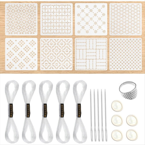 24Pcs Plastic -Stencil Kit 4.7 X 4.7Inch Geometric Pattern Template Drawing Line Embroidery Pattern for Beginners
