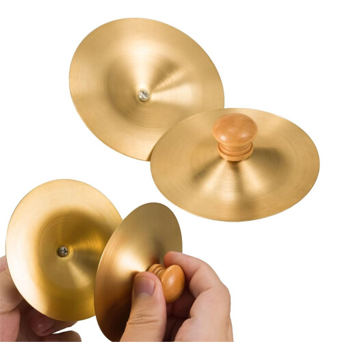 Conjunto de 2 címbalos de dedo profissionais em cobre, 3,5 polegadas, mini percussão para dança do ventre e apresentações ao vivo. 1