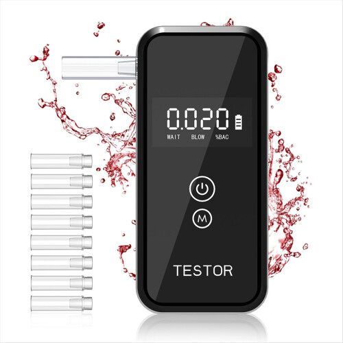 Etilometro digitale portatile con 8 bocchini per la sicurezza sociale alla guida