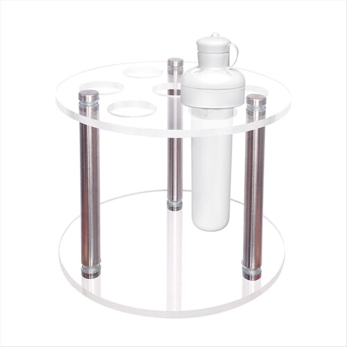 Support à boissons rond en acrylique, avec étagère de rangement. 1