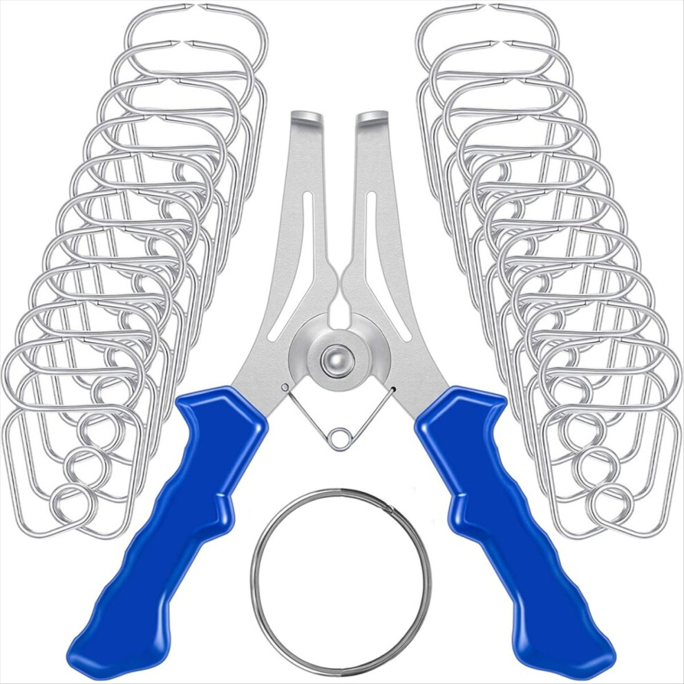 Miter Spring Clamps Pliers With 20 Miter Spring Clamps For Woodworking, Picture Frames, Wood Trim, Moldings With Ring 4851916235392