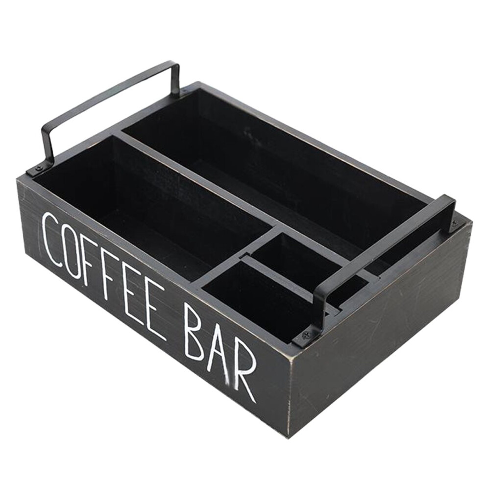 Wooden Storage Box Multi Compartment Organizer For Coffee Tea Bags Paper Cups Countertop Kitchen Storage Tidy Box 4852957310192