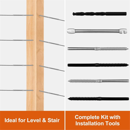 Swage Lag Screws for Cable Railing-1/8" Cable Railing Hardware Kit, Left and Right Handed Thread for Post Railing System 1