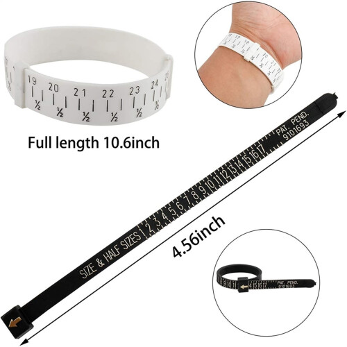 Ring Sizer Measuring Tool Set, 12 Pcs Ring Mandrel, Ring Sizer, Rubber Hammer, Plastic Ring Sizer Gauge, Wood Ring Clamp 1