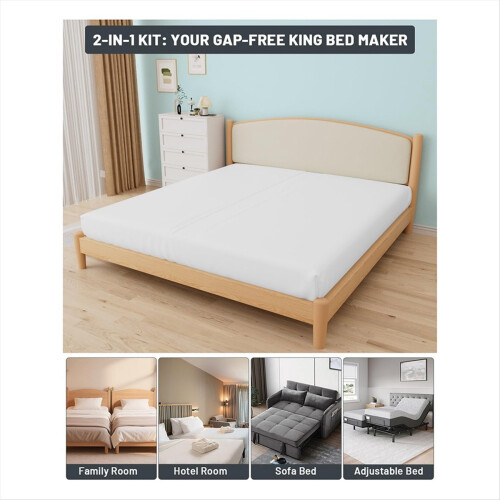 Drap-housse avec pont de lit Twin XL vers kit de conversion avec garnissage divisé pour lit réglable 2