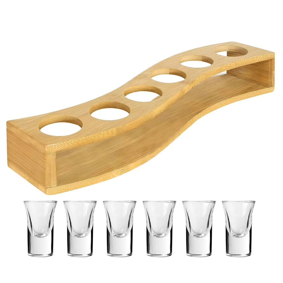 Shot Glasses 6Pcs Shot Glass Set 1Oz/30Ml Shot Glass Holder Heavy Base For Whisky Tequila 6 Shot Glass Serving Tray 4851916253860