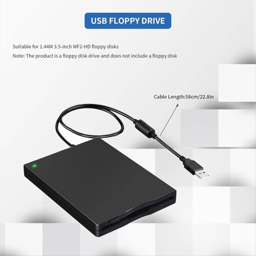 Leitor de disquete USB portátil de 3,5 polegadas com capacidade de 1,44 MB para PC, laptop e desktop. 2