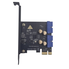 Tarjeta de expansión PCI-E a USB 3.0 con conector dual de 19 pines, PCIe 2.0 x1 de 19 pines para tarjeta adaptadora de panel frontal de 5 Gbps