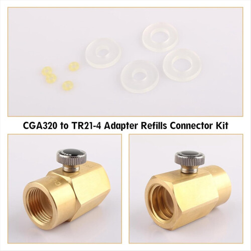 Kit com 2 adaptadores de CO2 para recarga de garrafas de refrigerante, compatível com CGA320 e TR21-4. 1