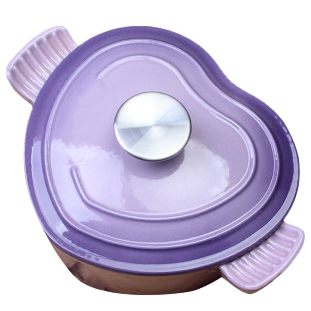 Preminum Cast Iron Dutch Oven With Lid, Heart-Shape Enameled Soup Pot For All Stove Tops,Suitable For Stew Baking Slow A Pink/Gold 4851916222040