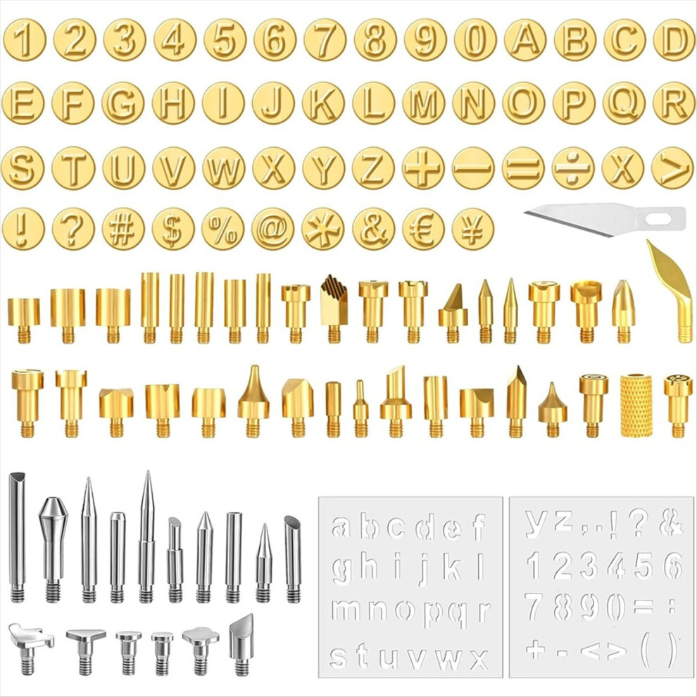 105 Pieces Wood Burning Tip Letters Set Including Letter Number Symbol Alphabet Template For Wood Burner Diy Embossing 4851916266358
