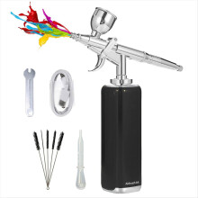 Draadloze airbrushset met compressor, airbrush voor taartdecoratie, hoge luchtstroom, miniatuurschildergereedschap, zwart