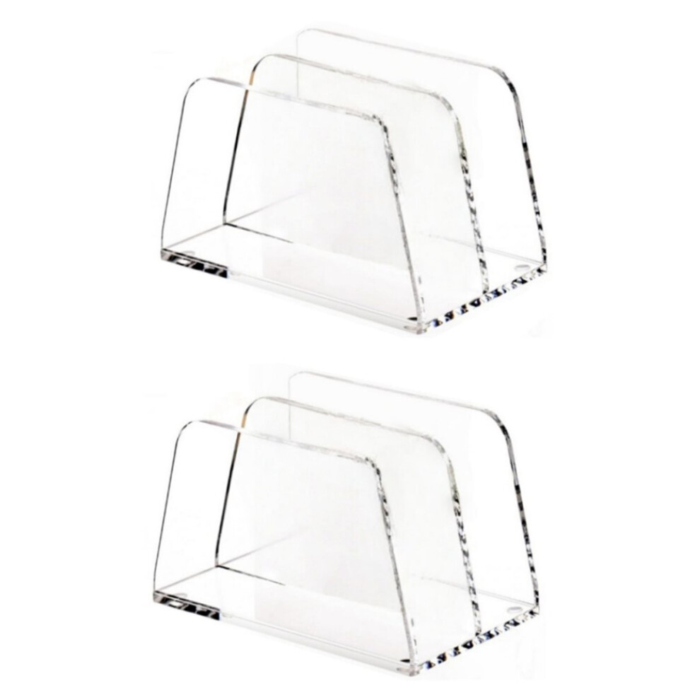 Acrylic Mail Letter File Holder Folder Organizer For Desk, 2 Sections Clear Countertop Small Document Notebook Organizer 4851916281689