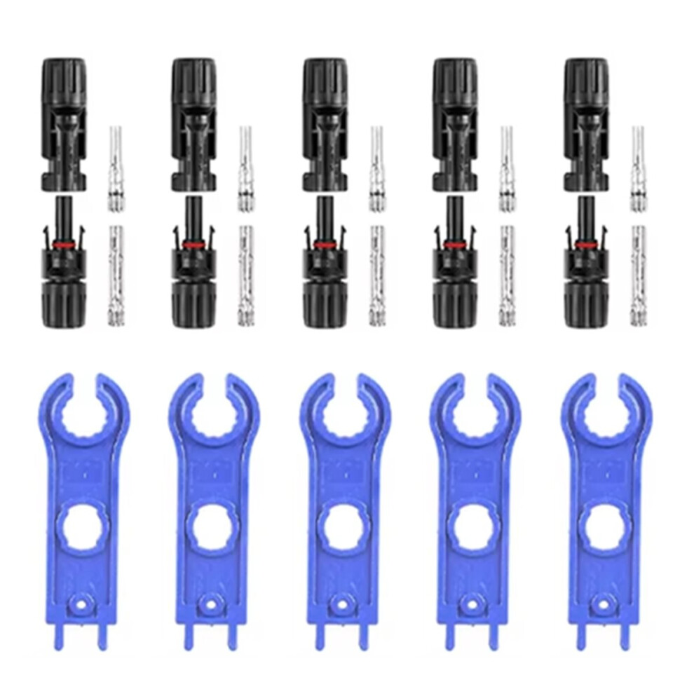 Solar Pv Connector Kit - 1000V 30A Photovoltaic Panel Plug With Wrench For 2.5/4/6Mmâ² Cable B2 4851916285977