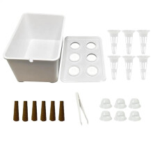 Kit completo para plantio hidropônico, ideal para jardinagem doméstica em ambientes internos, com kit para mudas de alface e flores.