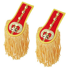 Spalline con nappe dorate da 28 cm, 2 pezzi, con frange staccabili e catena per decorazioni di costumi, rosse