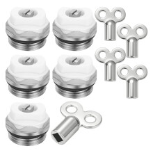 Lot de 5 purgeurs de radiateur, purgeur de radiateur 1/2 pouce avec 5 clés de purge, vanne de chauffage en cuivre, clé de purge de chauffage