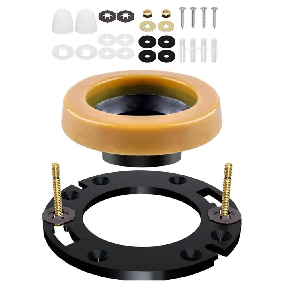 Toilet Wax Ring Kit With Reinforced Flange&Bolts-Leak-Proof,Easy Installation Includes Mounting Hardware (Wax Ring Kit) 4851916289616
