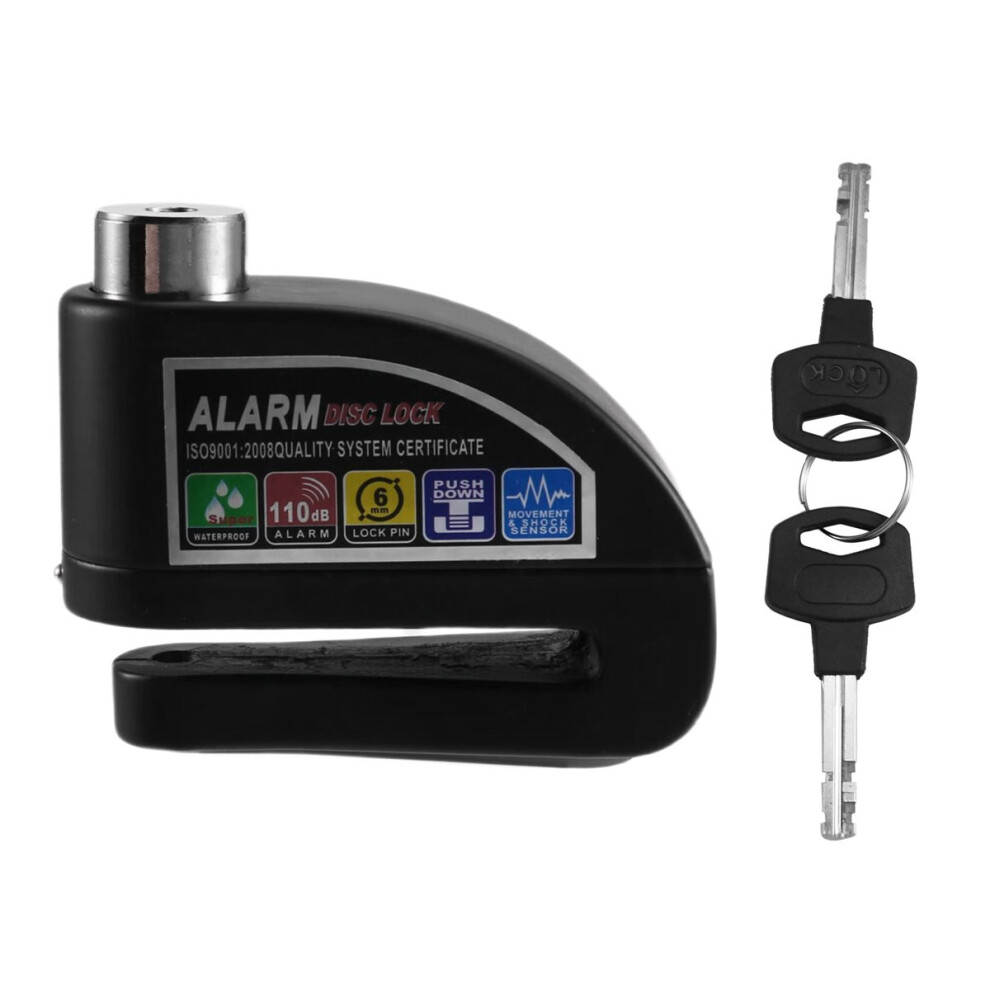 Motorcycle Scooter Disc Brake Lock Bicycle Anti-Theft Wheel Disc Brake Lock Waterproof Security Alarm Protection Black 4851916272724