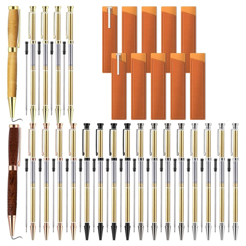 10 Sets Woodturning Pen Kits Project Supplies Including 7Mm Slimline Pen Kits For Lathe Turning Package Diy Crafts A Gold/Black 4851916283867