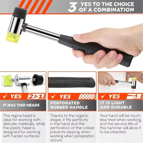 Mini Soft Rubber Hammer Hammer Hardware Tool Multifunctional Removable Double End Steel Pipe Handle Installation Hammer 2