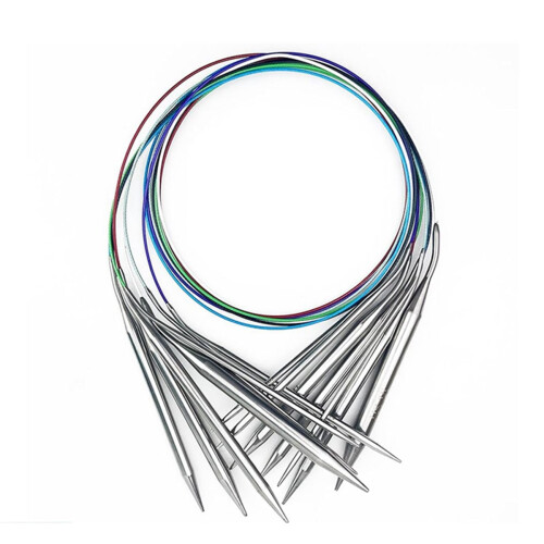 Conjunto de agulhas circulares para tricô, 2,0 mm - 10,0 mm/US0 - US15, conjunto de 14 agulhas longas, 80 cm/32 polegadas
