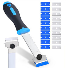 Schraper met mesjes, inclusief 10 extra metalen en 10 plastic mesjes, voor het reinigen van kookplaten en verf.