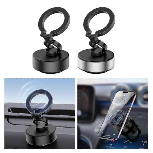 (Black) Multiple Use Magnetic Phone Mount Support Stand Rack for Automobile Dashboard, Desk, 360 Adjustable Angle Holder Bracket  Black 1