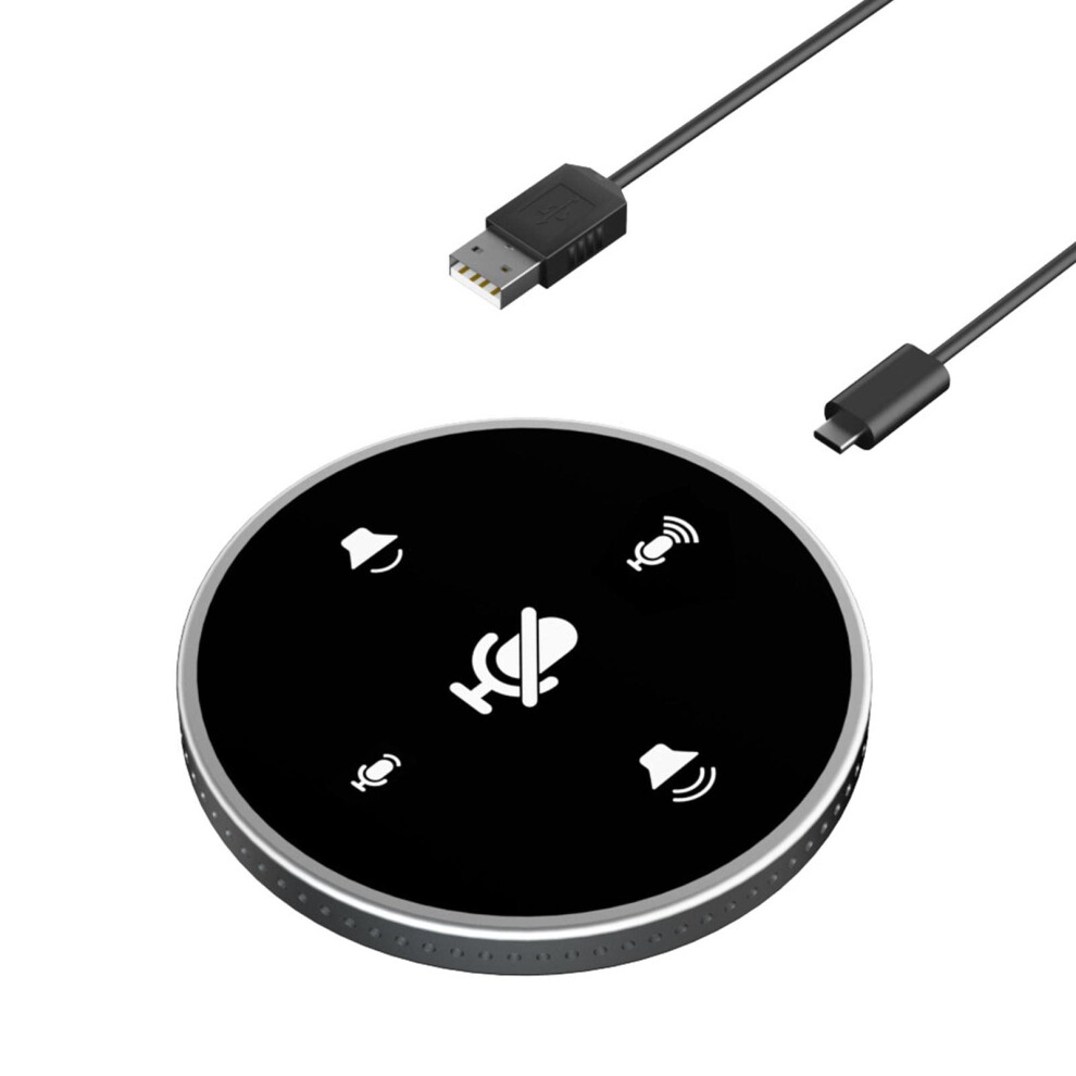 360Degree Omnidirectional Usb Conference Microphone With Speaker Condenser Touchsensor Mute/Volume For Streaming Black 9067246078614