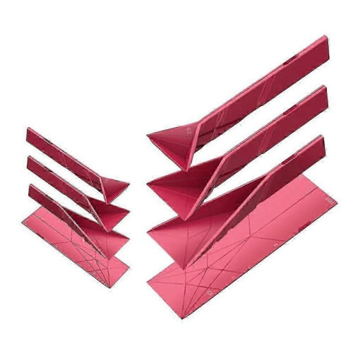 (2Pcs, Red) Polygons 3-in-1 Flat Measuring Spoon, 2 Spoons with 6 Different Sizes, Multifunction Folds Scoop Kitchen Tools