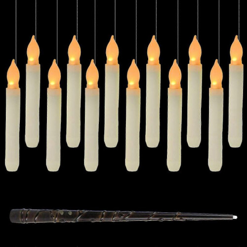 (Red) 12pack Halloween Decorations-floating Candles With Magic Wand Remote Control 2