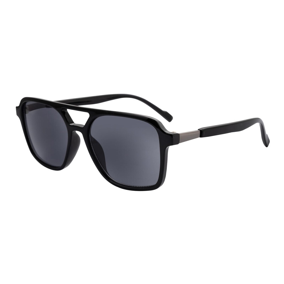 Retro Reading Sunglasses Unisex, Magnified Lenses +1.0 To +3.5, UV400 Protection, Vintage Rectangle Readers 1.5X